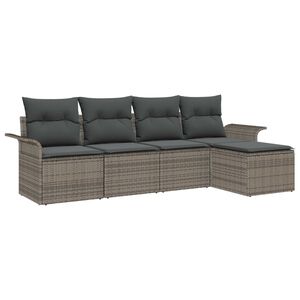 vidaXL Tuin Sofa Set met kussen met opslag 5 pcs Grijs poly rattan