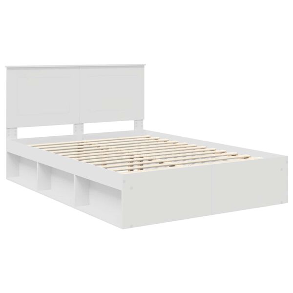 vidaXL Bedframe met hoofdeinde Wit 160 x 200 cm Massief grenenhout