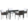 vidaXL Tuin eettafelset 5 st Bruin en zwart PE Rattan