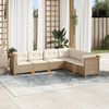 vidaXL 6-delige Loungeset met kussens poly rattan beige