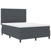 vidaXL LED Box Spring Bed Donkergrijs en Wit 160 x 200 cm Katoen Stof