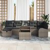 vidaXL Tuin Sofa Set met kussen met opslag 8 pcs Grijs Poly riet