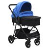 vidaXL Kinderwagen 2-in-1 staal blauw en zwart