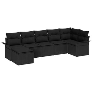 vidaXL Tuin Sofa Set met kussen 7 pcs Zwart Poly riet