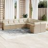 vidaXL 10-delige Loungeset met kussens poly rattan beige