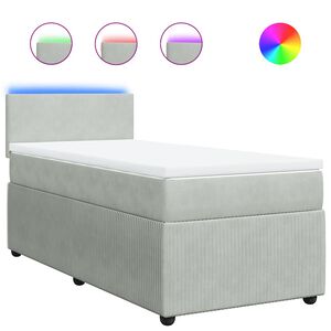 vidaXL Boxspring met matras fluweel lichtgrijs 80x200 cm