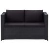 vidaXL 3-delige Loungeset met kussens poly rattan zwart