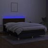 vidaXL Boxspring met matras en LED stof zwart 140x200 cm