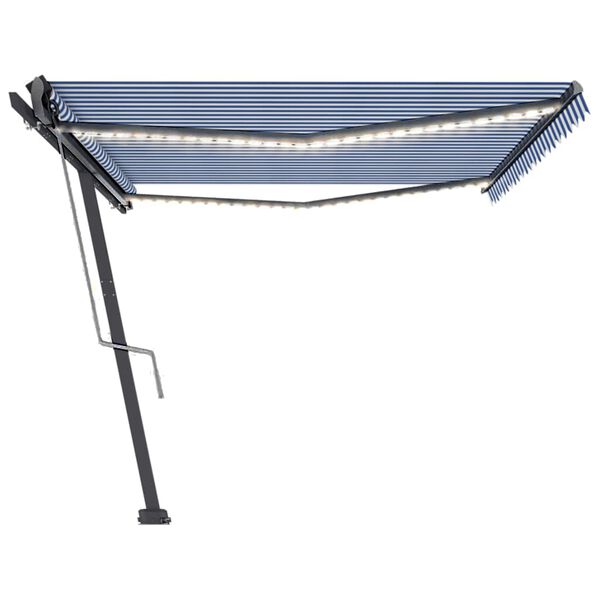 vidaXL Luifel automatisch met LED en windsensor 500x300 cm blauw wit