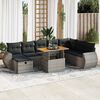 vidaXL 9-delige Loungeset met kussens poly rattan acacia grijs