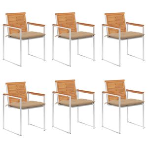 vidaXL Tuinstoelen 6 st met kussens massief acaciahout