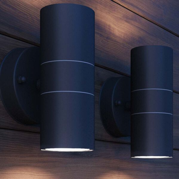 vidaXL LED-wandlamp buiten op-/neerwaarts RVS 2 st