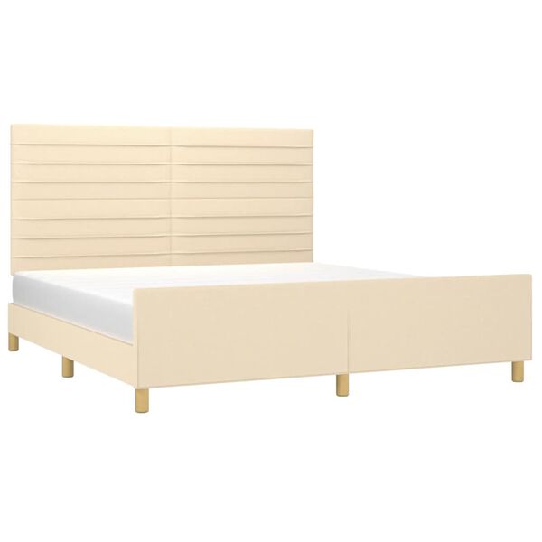 vidaXL Bedframe zonder matras stof cr&egrave;mekleurig 180x200 cm