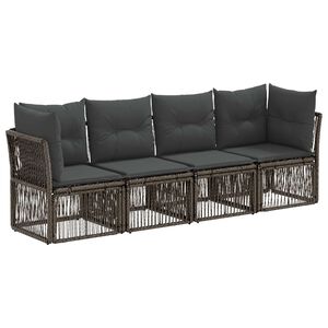 vidaXL Tuinbankenset 4 st Grijs poly rattan