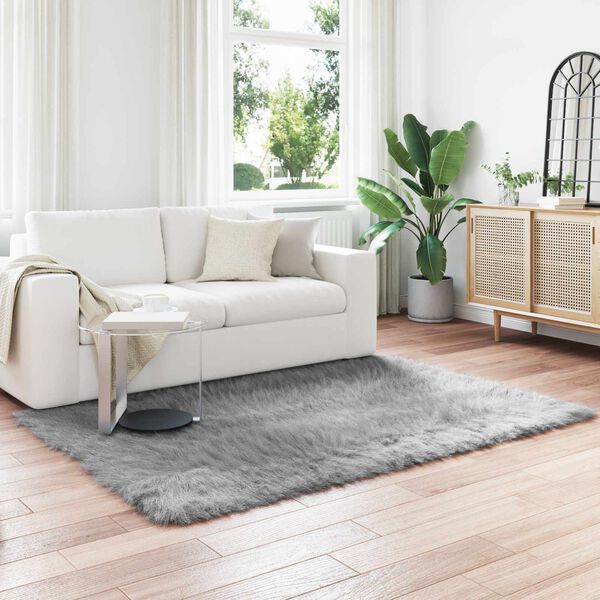 vidaXL Nep Schapenvacht Tapijt Tafalla Grijs 120 x 170 cm Polyester