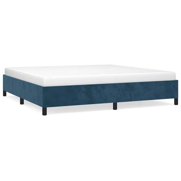 vidaXL Bedframe zonder matras 200x200 cm fluweel donkerblauw