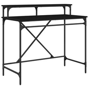 vidaXL Bureau Zwart Eiken 100 x 50 x 90 cm Bewerkt hout