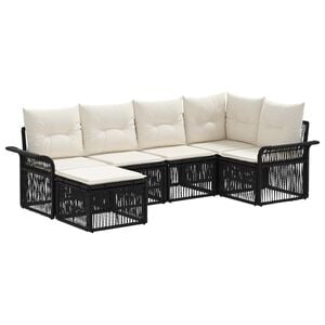 vidaXL Tuinbankenset 6 pcs Zwart poly rattan