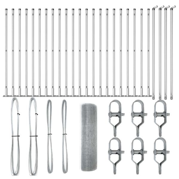 vidaXL Afrasteringspaal Zilver 50 x 0,4 m (25 x 25 mm gaas) Staal