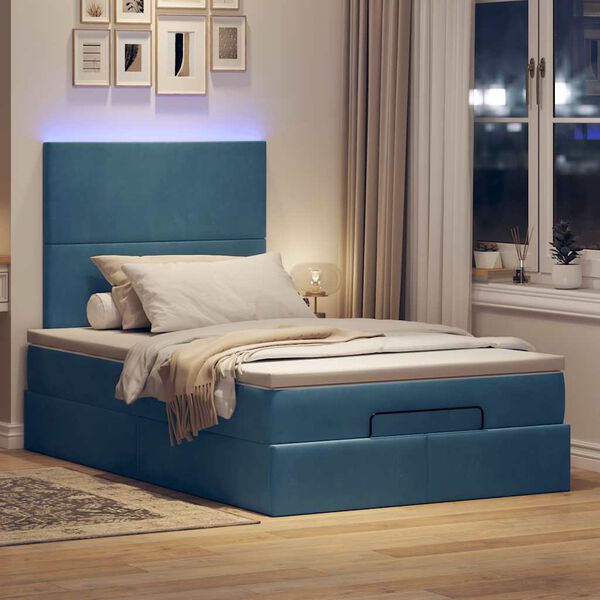 vidaXL Ottoman bed met matrassen en LED's 120x200cm fluweel