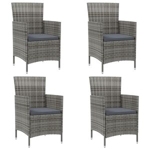 vidaXL Tuinstoelen 4 st met kussens poly rattan grijs