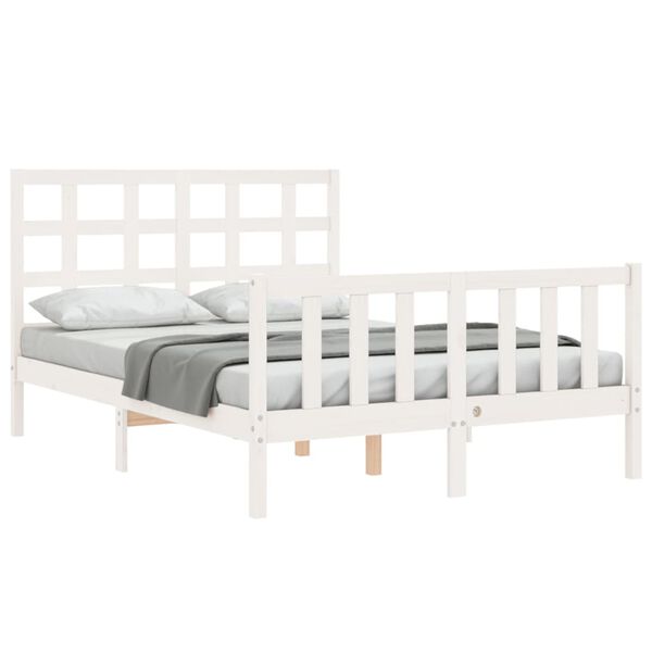 vidaXL Bedframe zonder matras massief grenenhout wit 140x200 cm