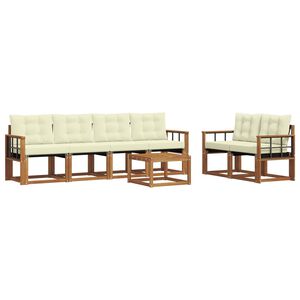 vidaXL Buiten bankenset met kussen 7 pcs Natuurlijk en Cr&egrave;me