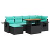 vidaXL 7-delige Loungeset met kussens poly rattan zwart