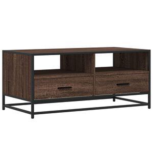 vidaXL Salontafel 100x50x45 cm bewerkt hout en metaal bruin eikenkleur