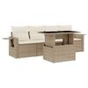 vidaXL 5-delige Loungeset met kussens poly rattan beige