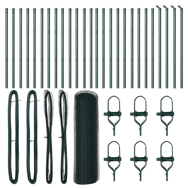 vidaXL Afrasteringspaal Groen 50 x 0,6 m (13 mm gaas) Staal en PVC