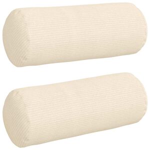 vidaXL Bolster Kussens 2 stuks Cr&egrave;me &Oslash; 15 x 40 cm Cordstof