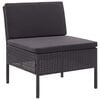 vidaXL 3-delige Loungeset met kussens poly rattan zwart