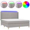 vidaXL Boxspring met matras en LED stof lichtgrijs 160x200 cm