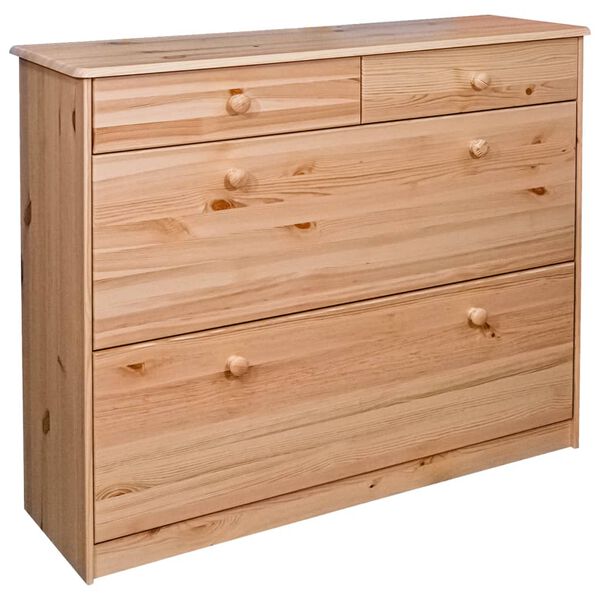 vidaXL Schoenenkast met 2 kleppen 113x35x89 cm massief grenenhout