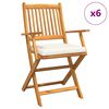 vidaXL Opvouwbare stoel 6 st Wit Massief acaciahout