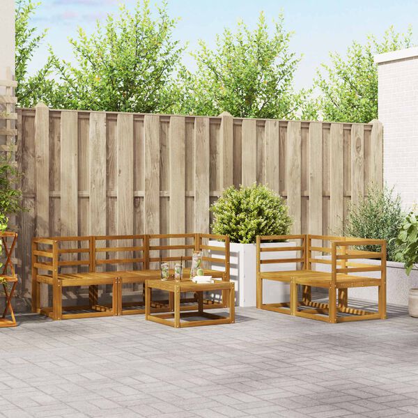 vidaXL Buiten bankenset met kussen 6 pcs Natuurlijk en Cr&egrave;me