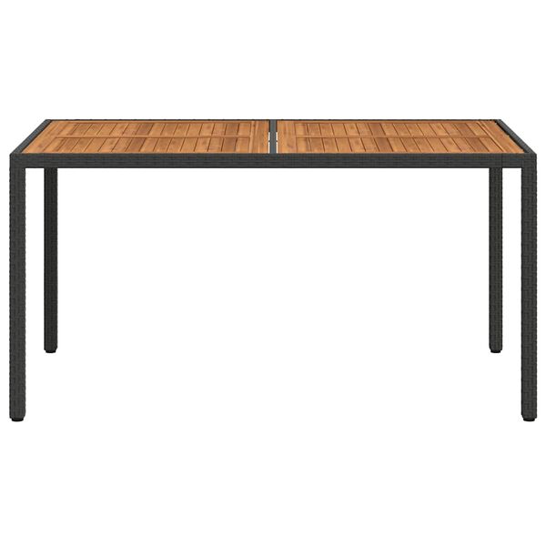 vidaXL Tuintafel 150x90x75 cm poly rattan en acaciahout zwart