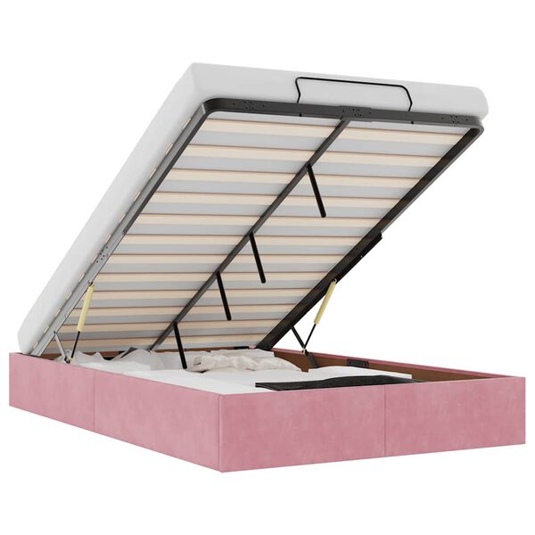 vidaXL Bedframe zonder matras 120x190 cm fluweel roze