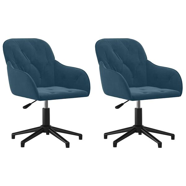 vidaXL Eetkamerstoelen draaibaar 2 st fluweel blauw
