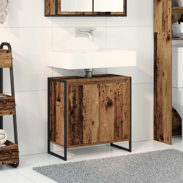 vidaXL Badkamer Kast met opslag Oud Hout 60 x 30 x 60 cm Bewerkt hout