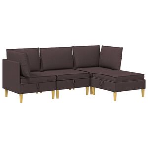vidaXL Modulaire Sofa Set met Opslag 4 st Donkerbruin Stof