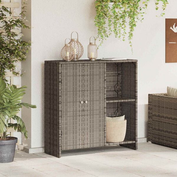 vidaXL Opbergkast met plank met opslag Grijs 100 x 36 x 102 cm Rattan