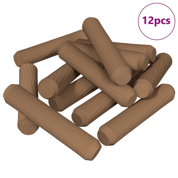 vidaXL Houten Dowels 12 pcs Bruin &Oslash;8 x 35 mm Massief hout