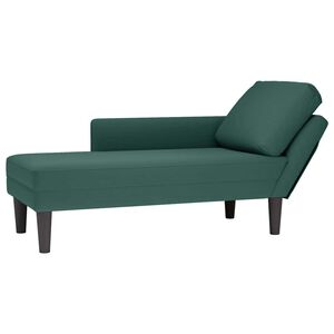 vidaXL Chaise longue met kussen&rechterarmleuning fluweel donkergroen