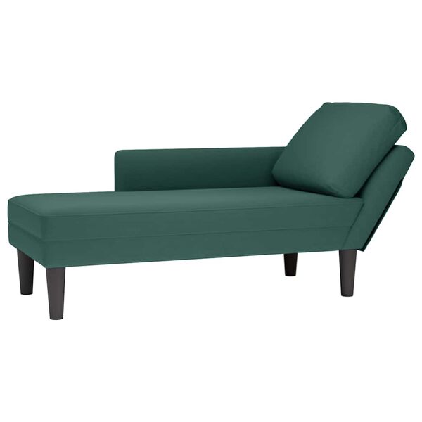 vidaXL Chaise longue met kussen&rechterarmleuning fluweel donkergroen