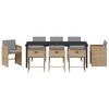 vidaXL Tuin eettafelset 9 pcs Beige poly rattan