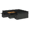 vidaXL 11-delige Loungeset met kussens poly rattan zwart