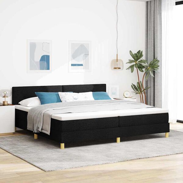 vidaXL LED Box Spring Bed met matras met LED Zwart 200 x 200 cm Stof