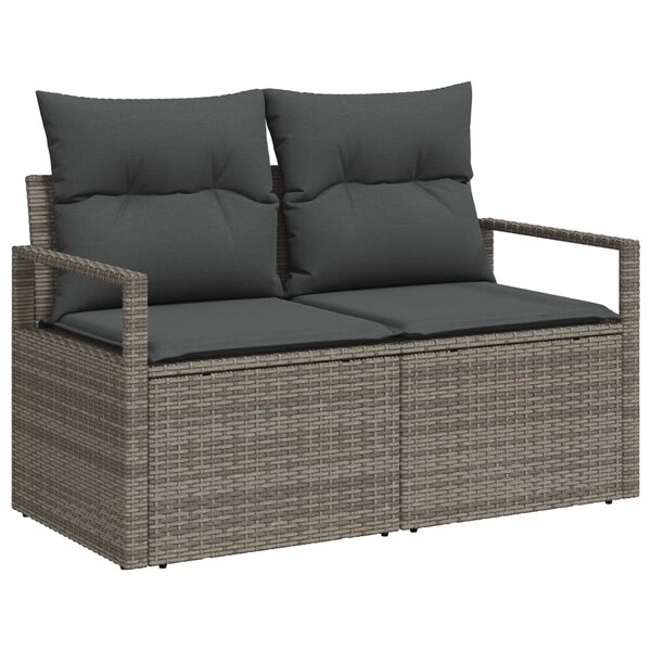vidaXL Tuin Sofa Set met kussen met opslag 6 pcs Grijs Poly riet